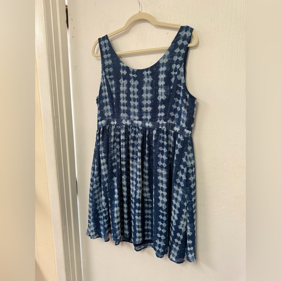 Womens ModCloth Sz XL Freeing Dress A Line Blue Geometric - Picture 3 of 5
